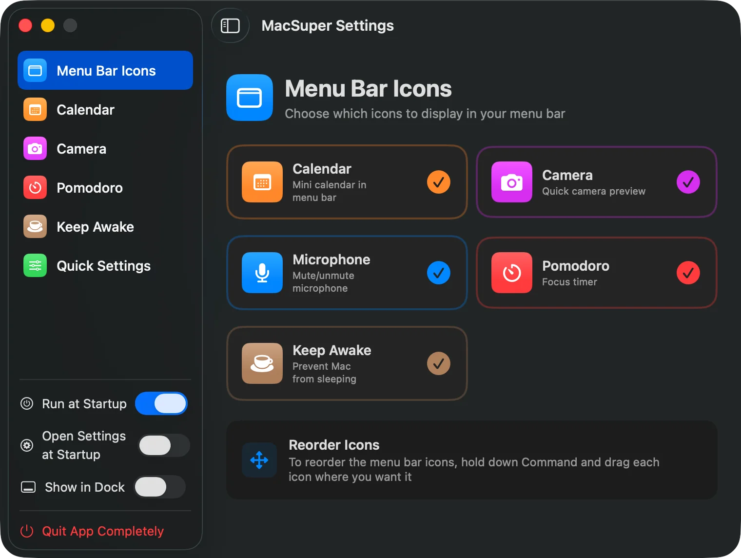 MacSuper Menu Bar Integration